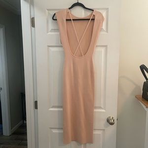 ZARA pink maxi dress with open back - size s